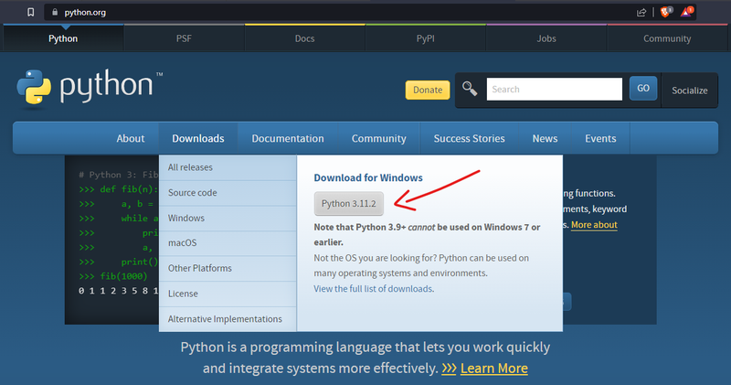 Area di Download di Python.org