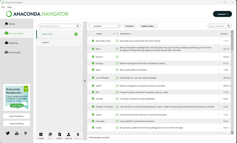 Anaconda Navigator Environments