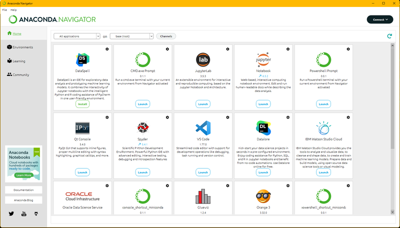 Anaconda Navigator Home