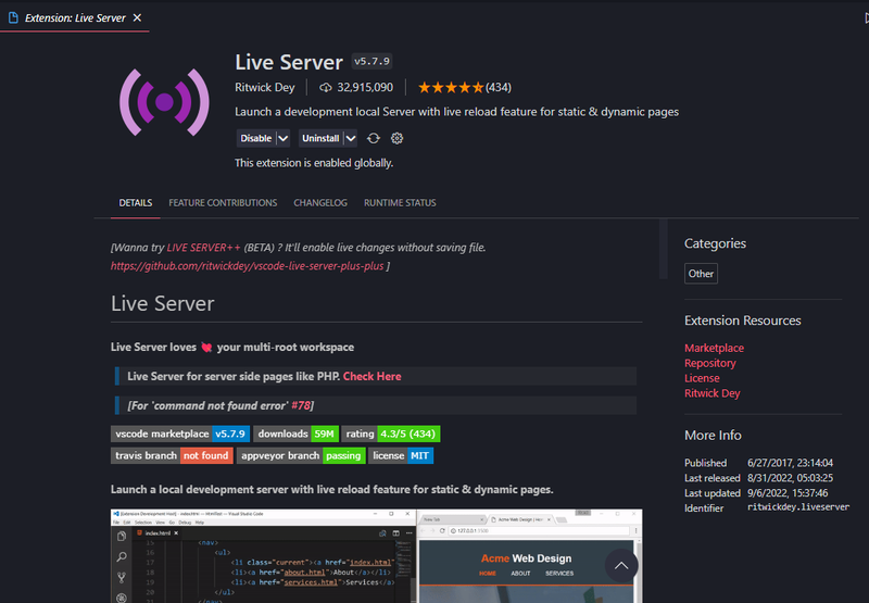 Live Server Estensione VSCode